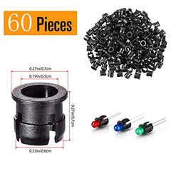 RUNCCI-YUN 60pcs 5mm prewired led，LED Diodes Light 12V 20cm Pre Wired led（Ultra Bright)and 60Pcs 5mm Plastic LED Holder and 9V Battery Holder Clip Cable for Model Railway