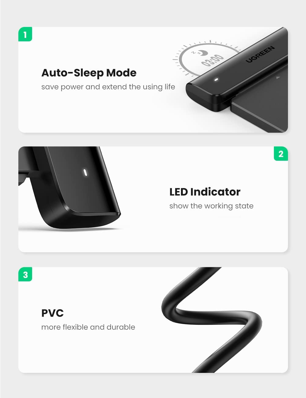 UGREEN SATA to USB C Adapter Cable, USB C Hard Drive Reader for 2.5 Disk, Type C to SATA III Cable with UASP Compatible with SATA HDD SSD, MacBook Pro Air, USB C Laptop