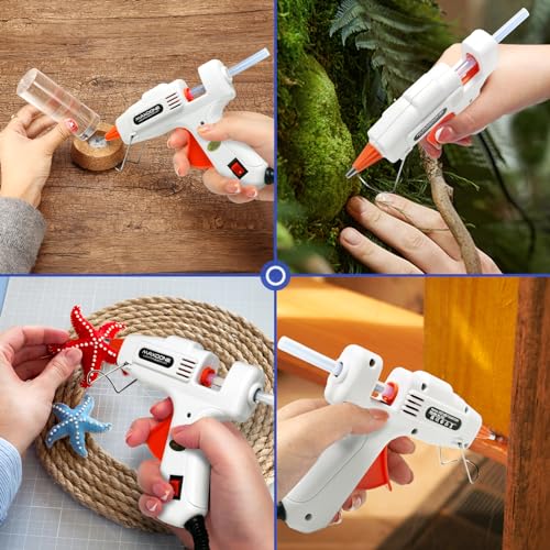 Hot Glue Gun Mini Glue Gun with 30pcs Glue Sticks Upgraded Version, 20W Hot Glue Gun Blue Fast Heating for Home and DIY Craft (White)