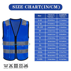 5 colors hi viz equestrian Adult High Visibility Hi Viz Vest Waistcoat Safety blue hi vis vest(XXS-XXL) (S, Blue)