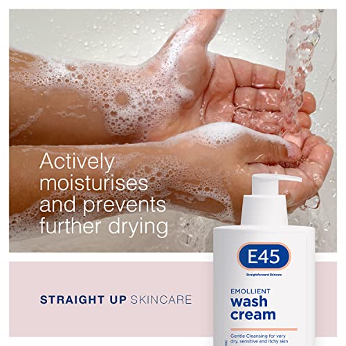 E45 Cream Body Wash 250 ml - Dermatological Emollient Wash Cream - Soap Free Emollient Cream Body Wash for Women & Men - Gentle Shower Cream to Clean & Relieve Dry, Itchy & Irritated Eczema Prone Skin