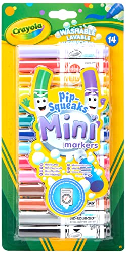 CRAYOLA Pip-Squeaks Mini Washable Felt Tip Colouring Pens - Assorted Colours (Pack of 14)   Designed with Little Hands in Mind!   Ideal for Kids Aged 3and