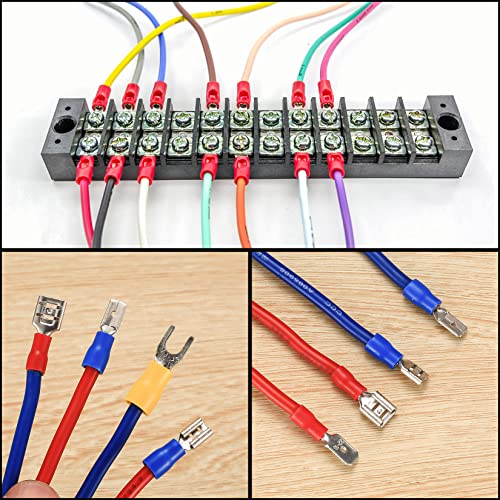 330 Pcs Cable Lugs Set, Electrical Crimp Connectors, Insulated Electrical Male and Female Flat Spade Cable Wire Terminals Connectors, 2.8mm /4.8mm/6.3mm