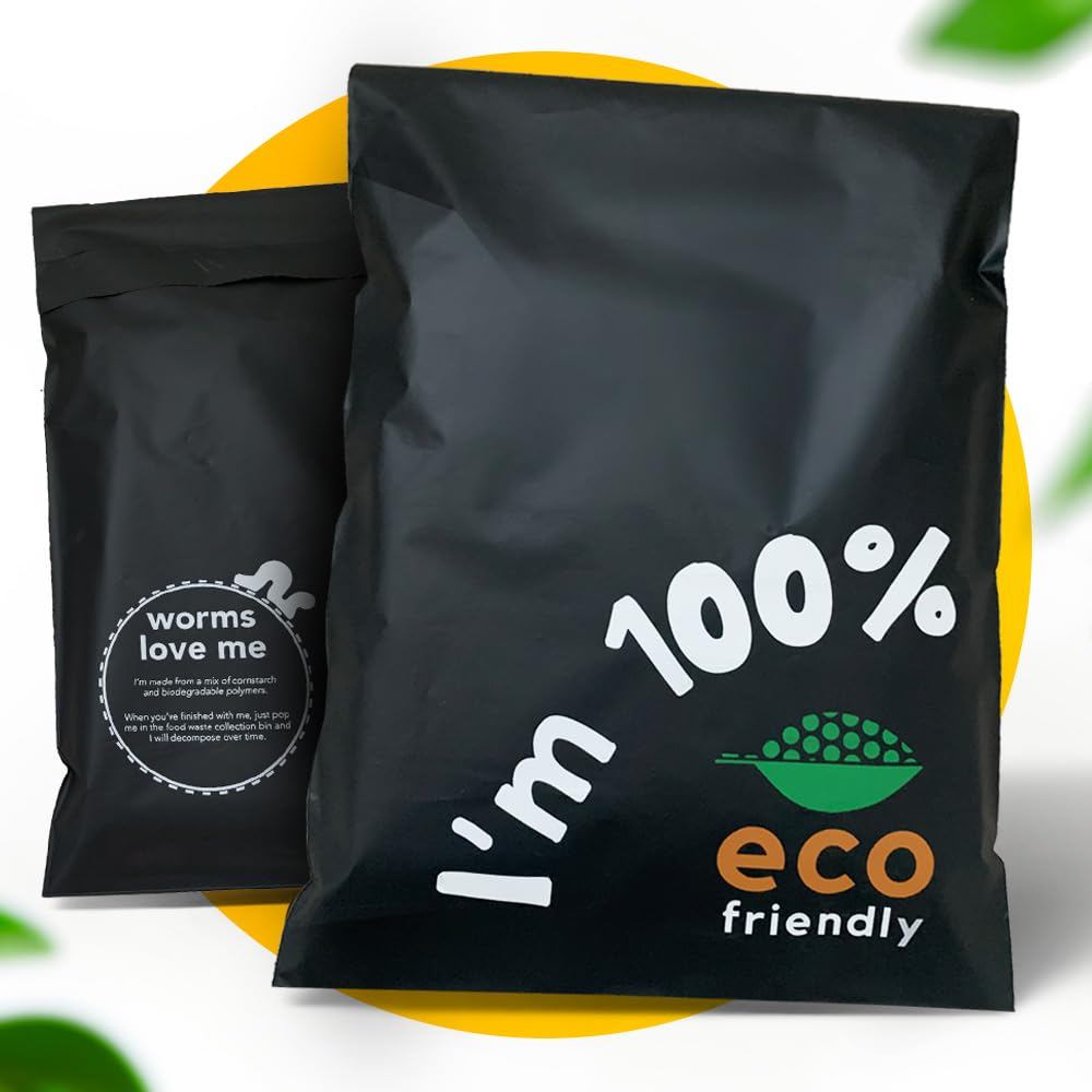 Simplelifeco UK Eco Friendly Compostable Mailing Bags (Small: 9 x 12”, Pack of 10) - Compostable Mailers - Postage Bags - Eco Friendly Packaging
