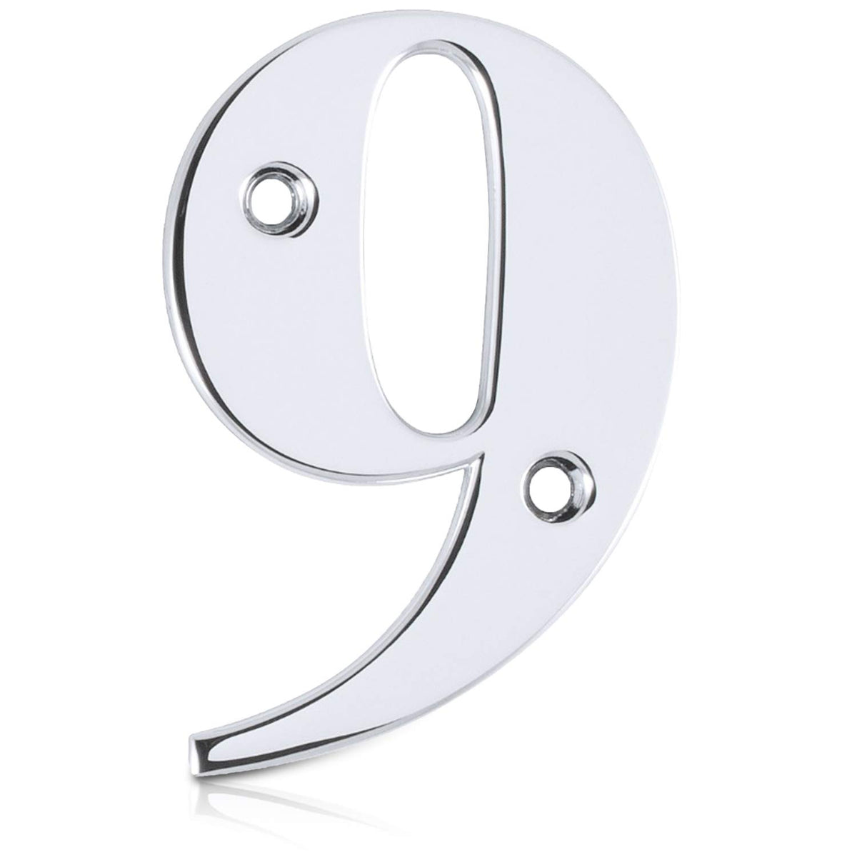 XFORT® 3 Inch Screw Fix Front Door Number, Number 9, Elegant and Bold Door Numerals in a Beautiful Polished Chrome Mirror Finish, Suitable for All Door Types Including Wooden, uPVC, and Composite.