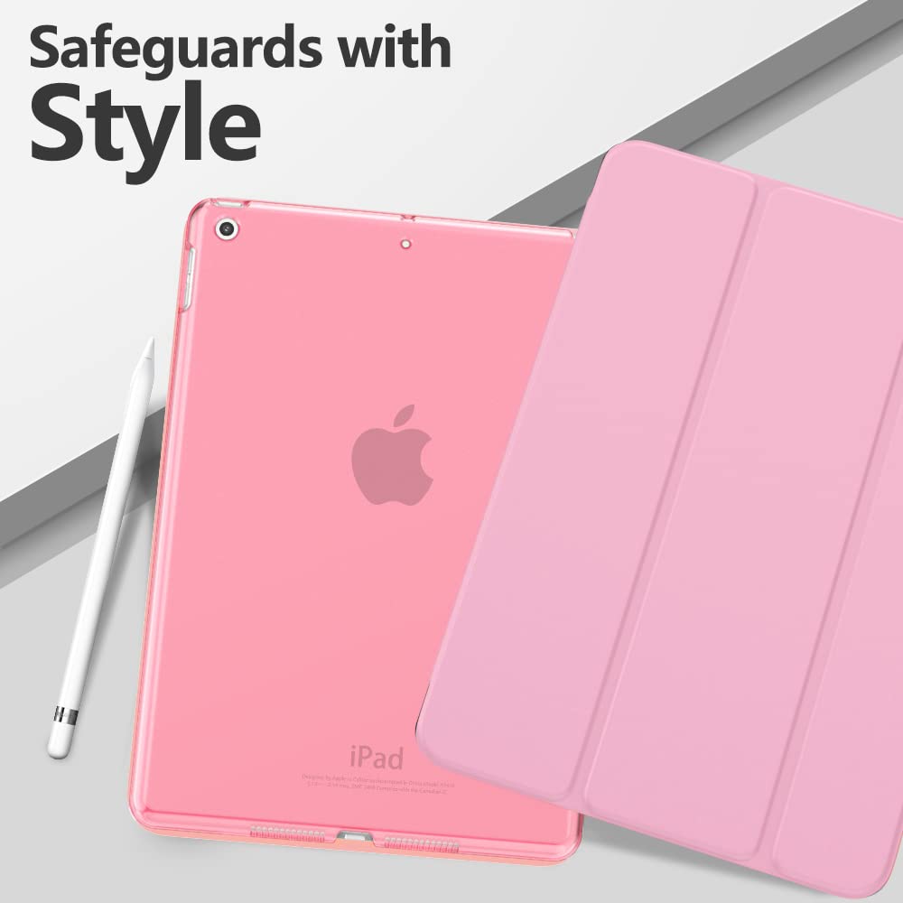 MoKo Case for iPad 10.2 iPad 9th Generation 2021/ iPad 8th Generation 2020/ iPad 7th Generation 2019, Slim Stand Hard Back Shell Smart Cover Case for iPad 10.2 inch, Auto Wake/Sleep, Flowers Pink