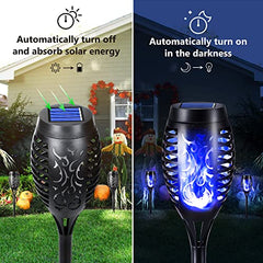 Geemoo 6 Pack Solar Flickering Dancing Blue Flame Lights Waterproof Solar Torch Lights for Outdoor Garden Patio Pathway Yard Tomb Halloween Decorations