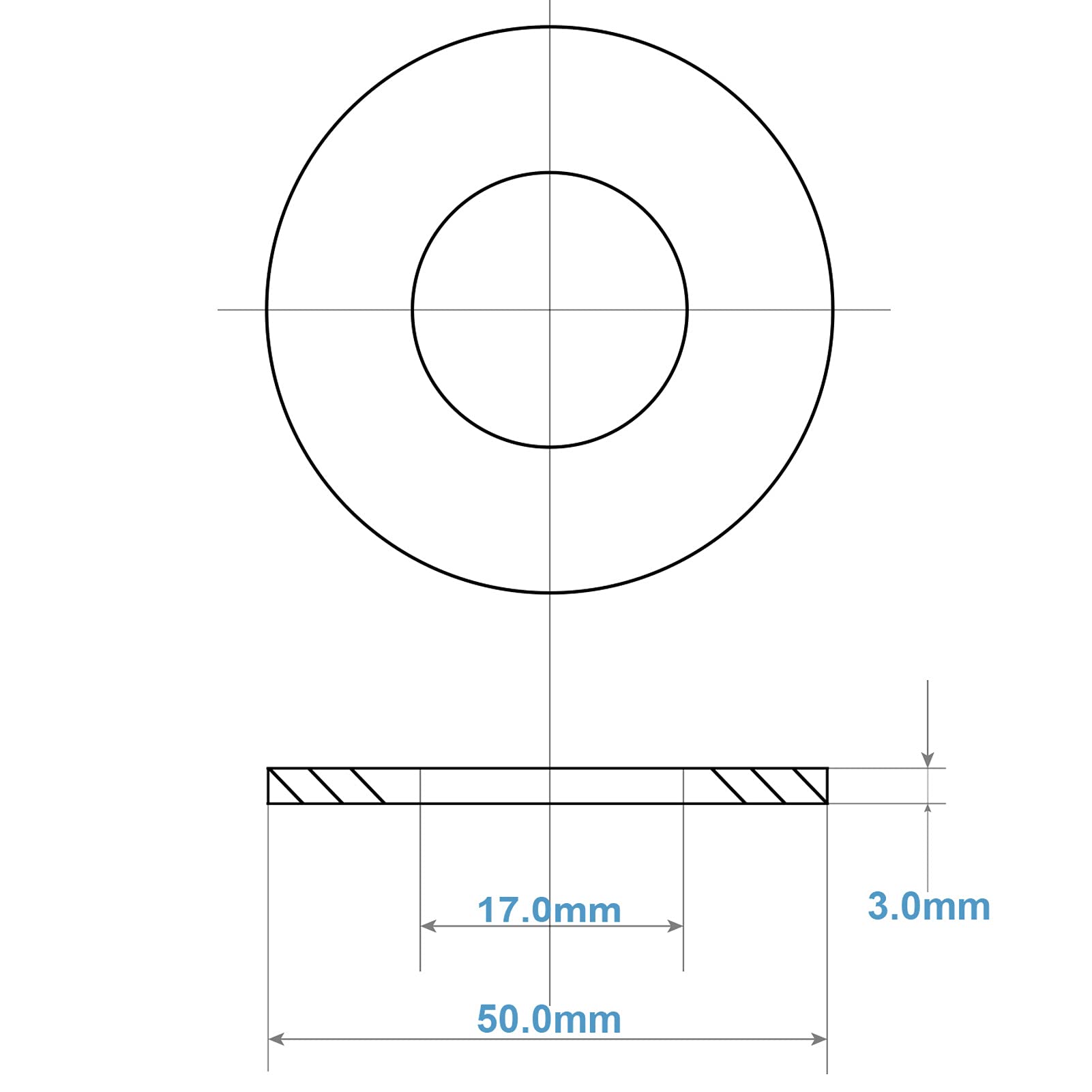 M16 Washers, M16 x 50mm Penny Washers, A2 304 Stainless Steel Washers, Flat Repair Washer, Large Metal Washers, Plain Round Chrome Washers for Screws & Bolts(Pack of 5)