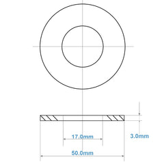 M16 Washers, M16 x 50mm Penny Washers, A2 304 Stainless Steel Washers, Flat Repair Washer, Large Metal Washers, Plain Round Chrome Washers for Screws & Bolts(Pack of 5)