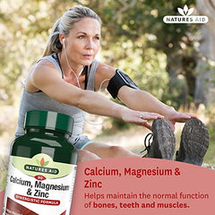 Natures Aid Calcium, Magnesium and Zinc, Maintain Normal Bones, Teeth and Muscle Function, Vegan, 90 Tablets