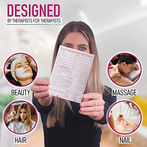 Nail Care Client Cards A6 Size - Salon and Therapist Customer Consultation Record - Treatment Services Essentials - Profile and Recording Forms - Beauty Stationery - 105x148mm - Pack of 100