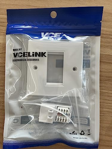 VCELINK RJ45 Socket Ethernet Cat6 Wall Socket Single Port Faceplate Flat Wall Plate for CAT6/CAT5E/CAT5 Network Cable with Keystone Jack Modular