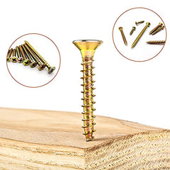 335 Pcs Self Tapping Wood Screws Assortment Kit, Assorted Cross Pan Head Countersunk Zinc-Plated Concrete Screws, Drywall Screws for Door Hinges, Repairs, DIY Project