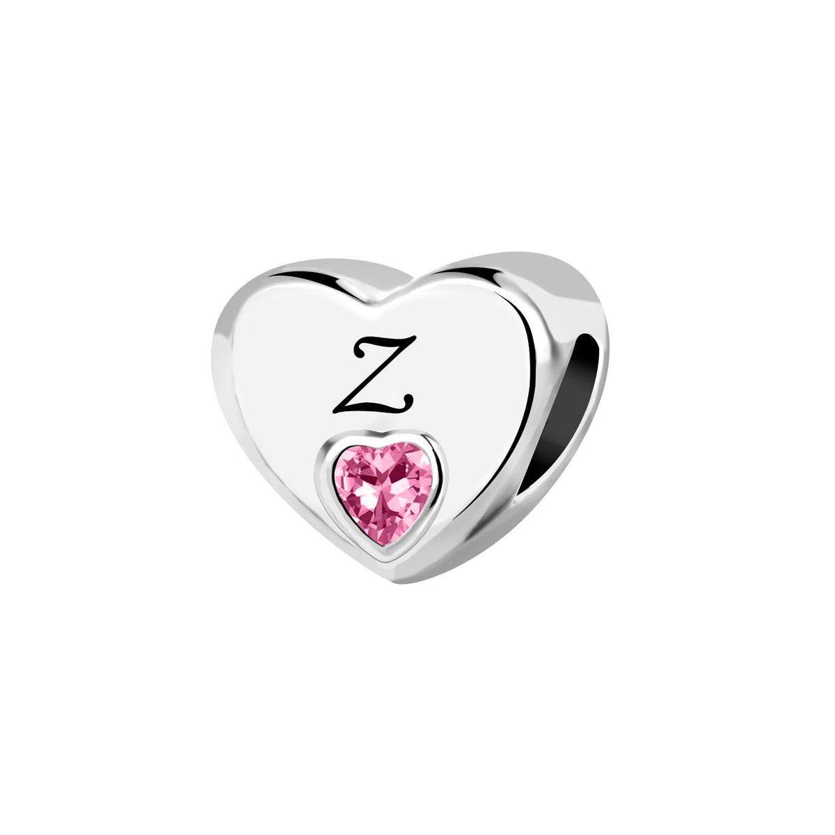 KunBead Jewelry Initial Z Letter Love Pink Heart Alphabet Bead Charms Compatible with Pandora Charm Bracelets