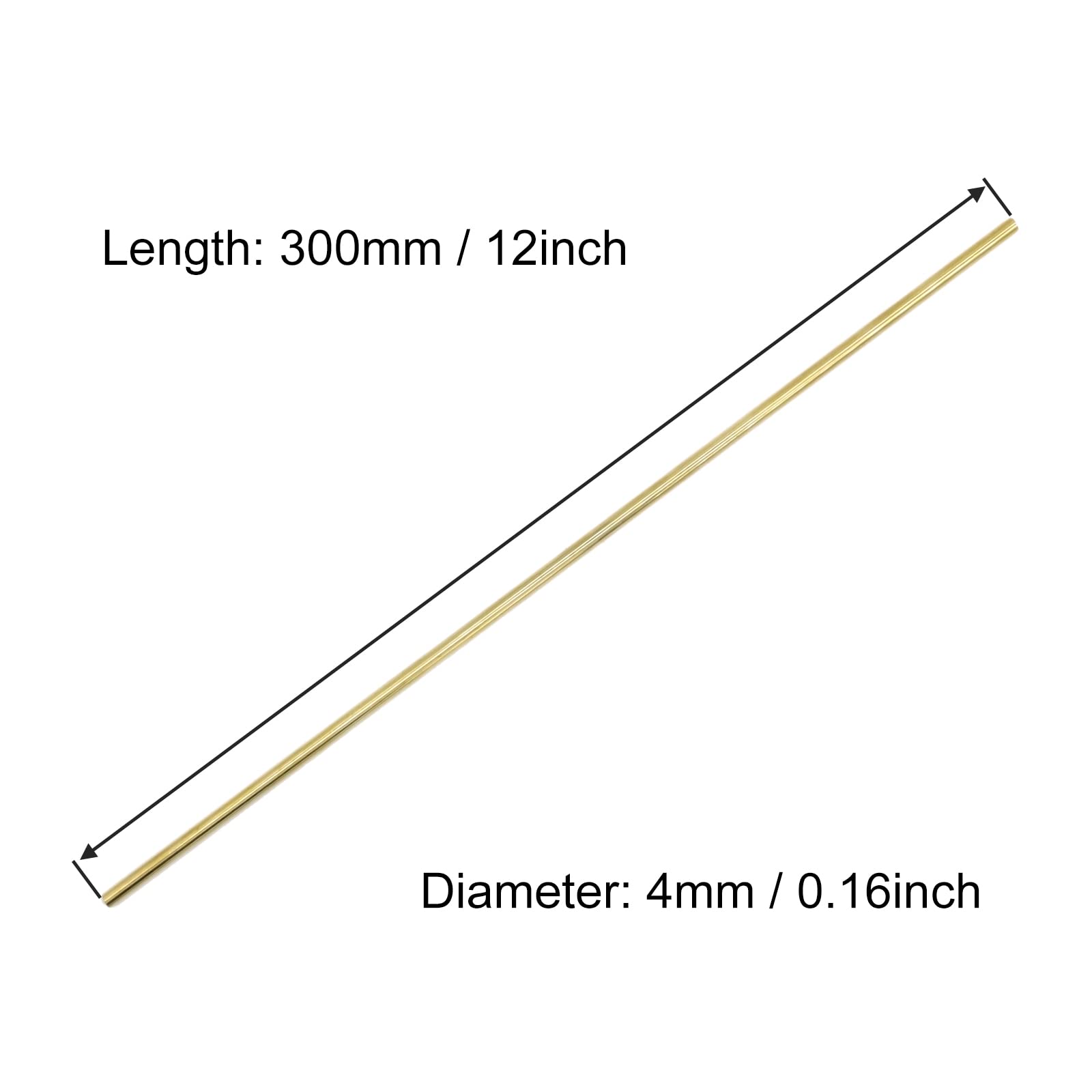 VictorsHome 4mm x 300mm Brass Rods, Round Solid Shaft Lathe Bar for DIY Crafts RC Aircraft Model Car 10pcs