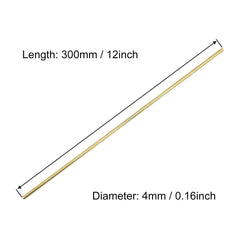 VictorsHome 4mm x 300mm Brass Rods, Round Solid Shaft Lathe Bar for DIY Crafts RC Aircraft Model Car 10pcs