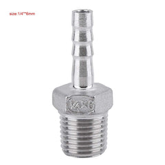 1 x SS304 Stainless Steel Barbed Hose Connector with Thread Adaptor DFE Tail Pipe 1/8~3/4