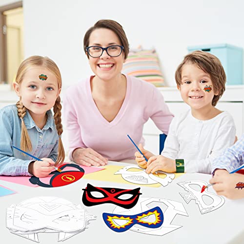 Landifor 36pcs Superhero Party Bag Fillers Avengers Party Bag Favors Includes Colour-In Paper Mask Slap Bands for Kids Classroom Rewards Birthday Party Pinata Filler Lucky Dip Prize