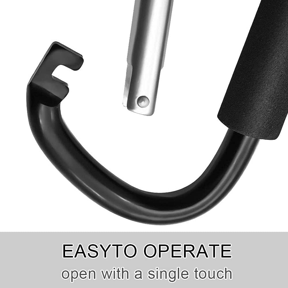 BeiLan D Shape Large Buggy Carabiner Hook,Pram Pushchair Stroller Clip,Shopping Accessories Bag Holder Hook,16cm(6.3 inches) Black