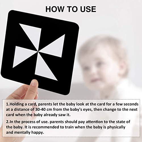 beiens Newborn Essentials Sensory Toys Cards, Black and White Brain Development Toys, Visual Stimulation Learning Activity Cards for 0-12 Months, 40 Pages 5.5'' x 5.5'' Baby Toys Gifts