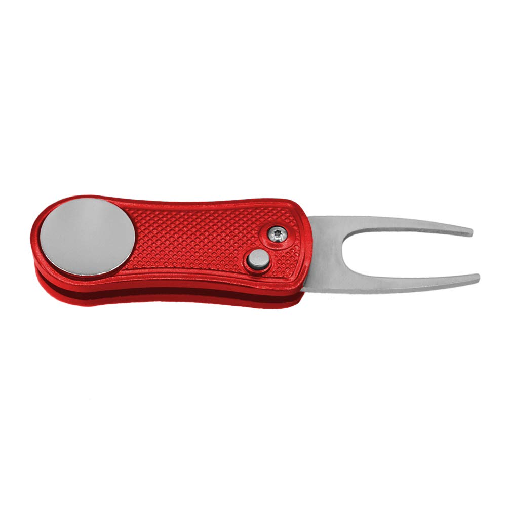 Golf Divot Repair Tool with Pop-up Button & Magnetic Ball Marker Pitch Mark, Lightweight, Portable, Mini Divot Repair Tool, Best Choice for Professional Golfers (Red(103))