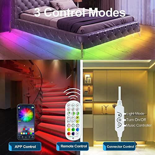 Meiyue LED TV Backlights, 4M TV LED Lights for 55-75 inch TV, PC Backlights, RGBIC TV LED Backlight with Music Sync, Remote Bluetooth APP Control TV LED Strip Lights USB Powered for Room Xmas Decor