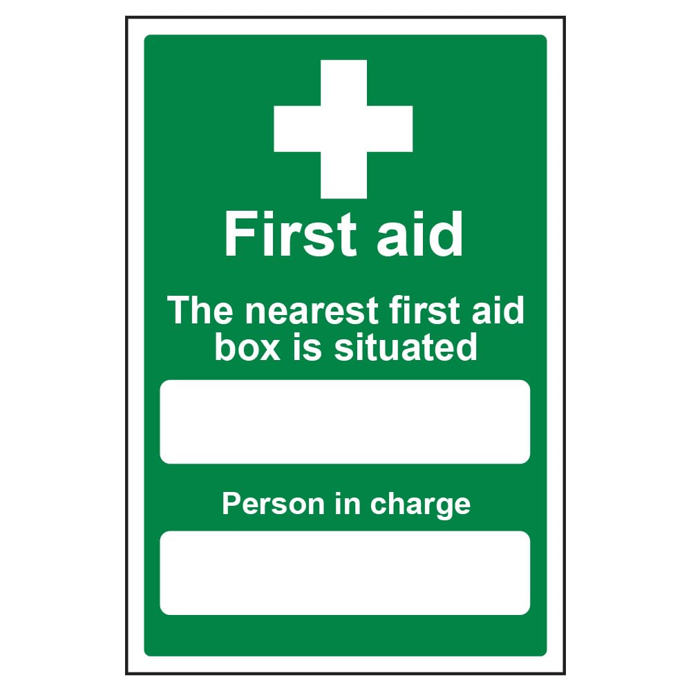 V Safety Box Situated/Person In Charge Sign - 200mm x 300mm - 1mm Rigid Plastic