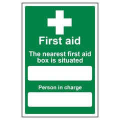 V Safety Box Situated/Person In Charge Sign - 200mm x 300mm - 1mm Rigid Plastic