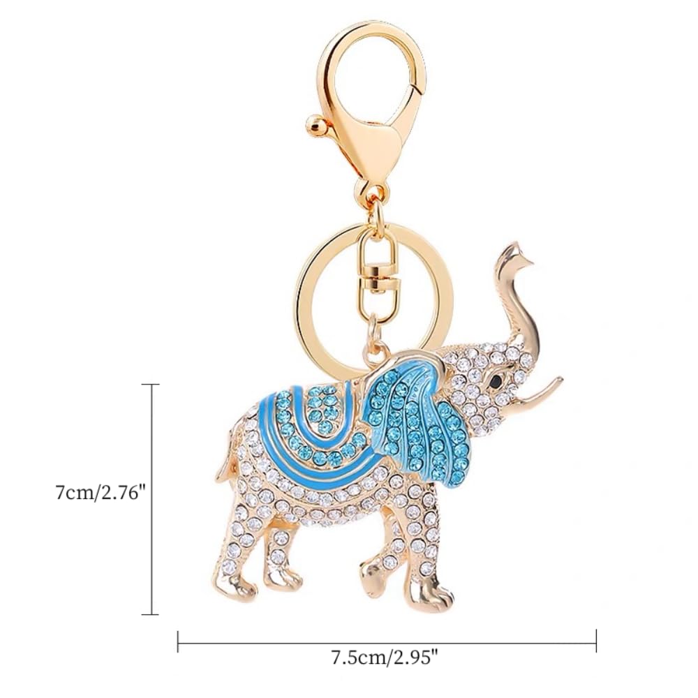 Wasserquelle Creative Elephant Key Chain Lucky Elephant Keyrings Accessories Cute Animal Keychains Fashion Rhinestone Metal Keyring Charm Pendant for Woman Girls Lady