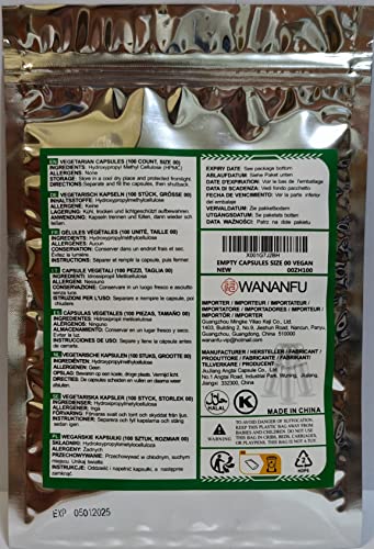 WANANFU Size 00 Empty Capsules Vegetarian (100 Count) Bundle with Micro Lab Spoon with Powder Tamper, Compatible with Capsule Filling Machine