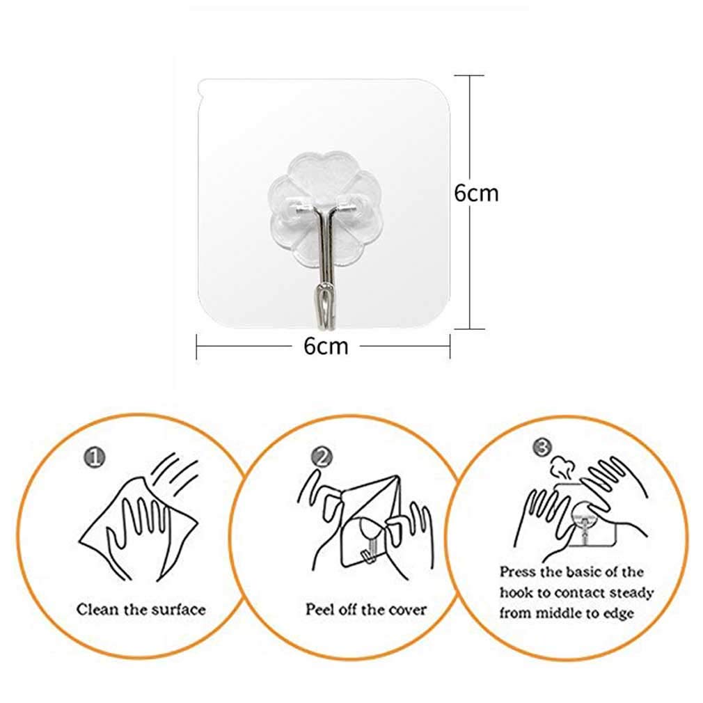 Self Adhesive Hooks, Heavy Duty Wall Hooks Anti-Skid Traceless Sticky Hook for Kitchen Bathroom Clothes Office Ceiling Hanger for Hanging Coat Cloth Towel Key Decorations - 24 Pack