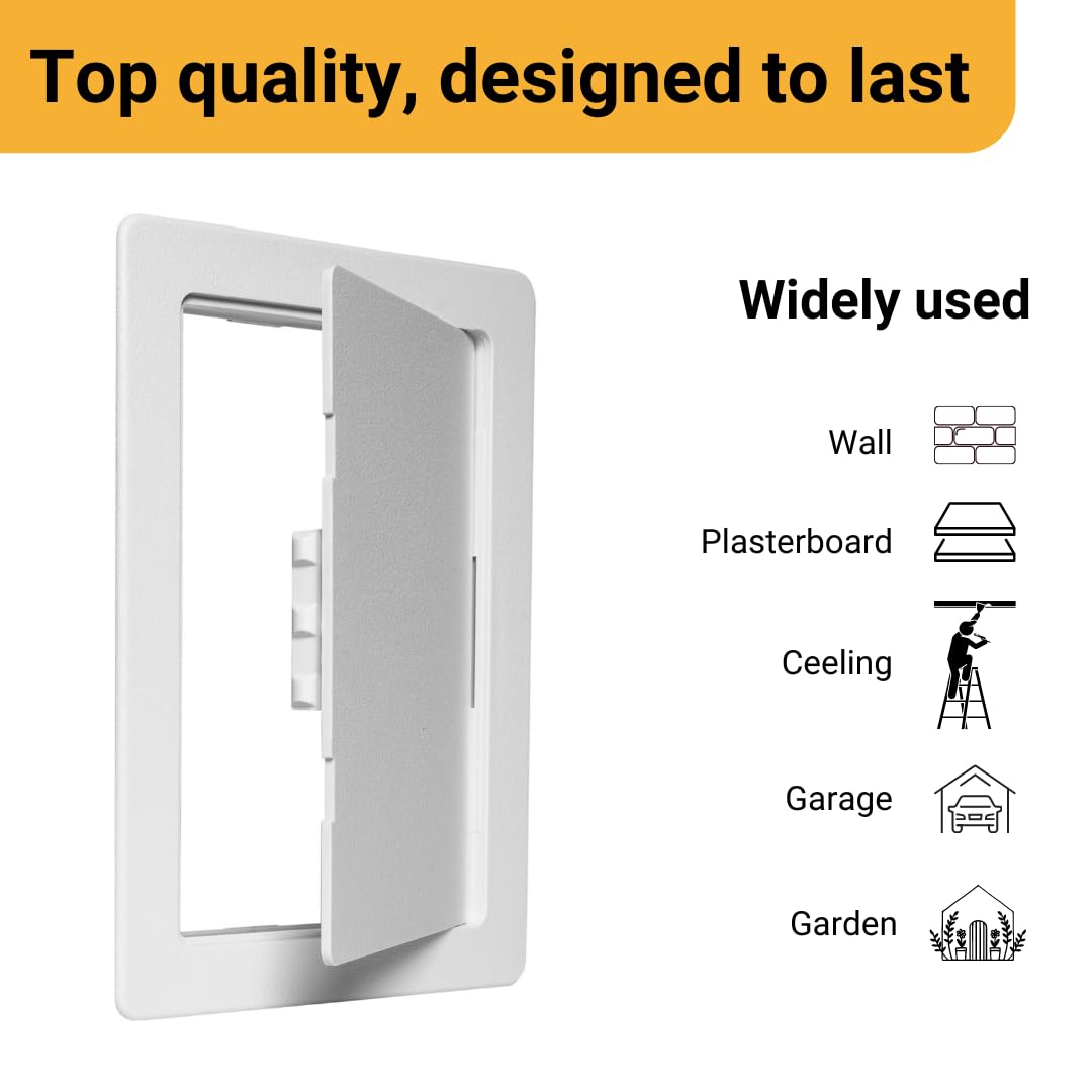 Proxinova Paintable Access Panel 150x100 mm, High-Grade ABS Plastic Panels for Inspection Hatch, Fuse Box Cover Cabinet, Wall and Ceiling, Conceals Wires, Meters, Pipes, Fits Flush to Surfaces