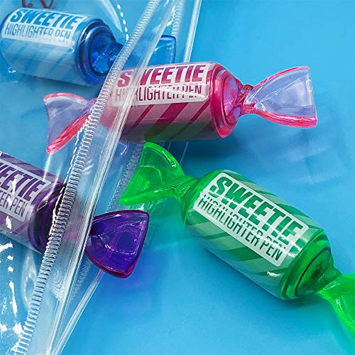 Tinc Sweetie Shaped Coloured Highlighter Pens for Kids   For use at School & Homework - Four Funky Colours - Yellow Green Blue and Pink