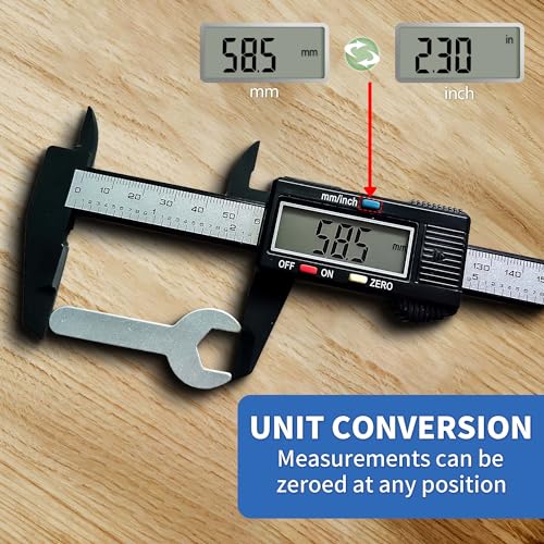 HEA Digital Vernier Caliper, Electronic Calipers Measuring Tool with Large LCD Screen 150mm 0-6 inches, Digital Micrometer with MM/Inch Unit Conversion, Auto-off