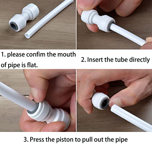 Qrity Unthreaded Push-fit Quick Connect Fittings 1/4 inches to 1/4 inches, 1/4 inches to 3/8 inches, Straight Push Connectors, Push to Connect Fittings, Water Tube Adapter