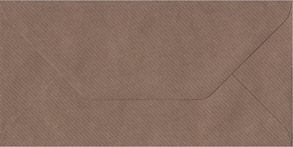 DL (110mm x 220mm) Coloured Envelopes Perfect for Christmas Cards, Greeting Cards, Wedding/Party Invitations, Crafts and Many More - Pack of 12 (Brown Ribbed)