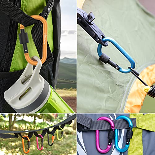 BEEWAY Locking Carabiner, 8 Pack Premium Aluminum Alloy D-Ring Carabiners Key Chain Clip Hook for Camping, Hiking, Traveling, Fishing, Backpack