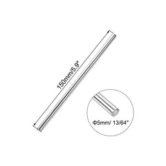 TOP-VIGOR 5Pcs 5mm x 150mm 304 Stainless Steel Round Rods, Metal Solid Round Shaft Rods Lathe Bar Stock for DIY Crafts Car Helicopter Airplane Model