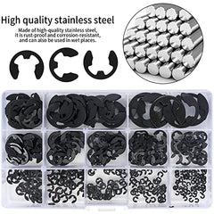 420 Pcs E-Clips, Circlips, External Retaining Ring E-Clips, Snap Opening Ring Circlip Kit, Carbon Steel E Clips Assortment Kits - 13 Sizes, M1.5/M2/M2.5/M3/M4/M5/M6/M7/M8/M9/M10/M12/M15