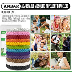 Anbar Leather Mosquito Repellent Bracelets for Adults and Kids, 12 Pack, Deet Free, All-Natural Anti-Mosquito, Tick, and Insect Essential Oils, 300-Hour Waterproof Outdoor Protection (Solid)