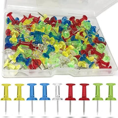 NEDBLUE Colour Push Pins - 220 Drawing Pins with Storage Box, Thumb Tacks for Cork, Notice and Bulletin Boards - Map Pins (Clear)
