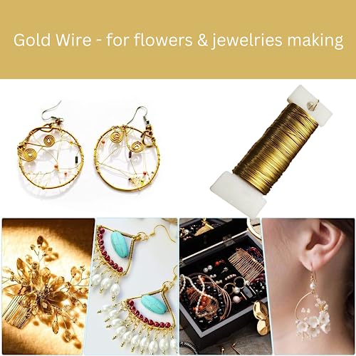 Gold Wire, 22 gauge Jewellery Wire For Jewellery Making, Jewlery Wire, Gold Craft Wire, Jewellery Making Supplies, Gold Florist Wire, Metal Wire, Wreath Making Kit, Flower Floristry Wire