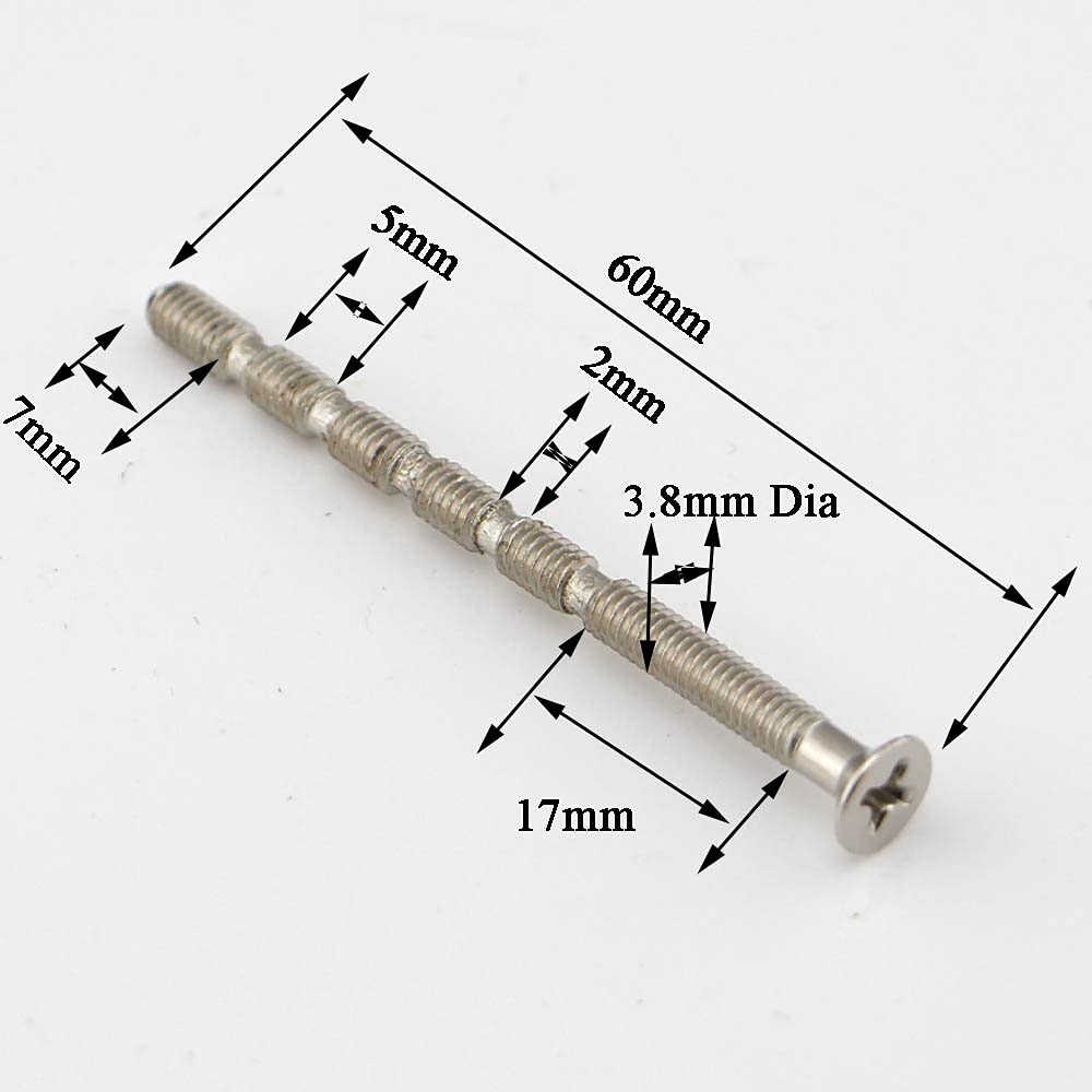 4 Piece Universal M4 Screw Connecting Bolts & Sleeves for Door Handle Roses and ESCUTCHEONS Nickel Color