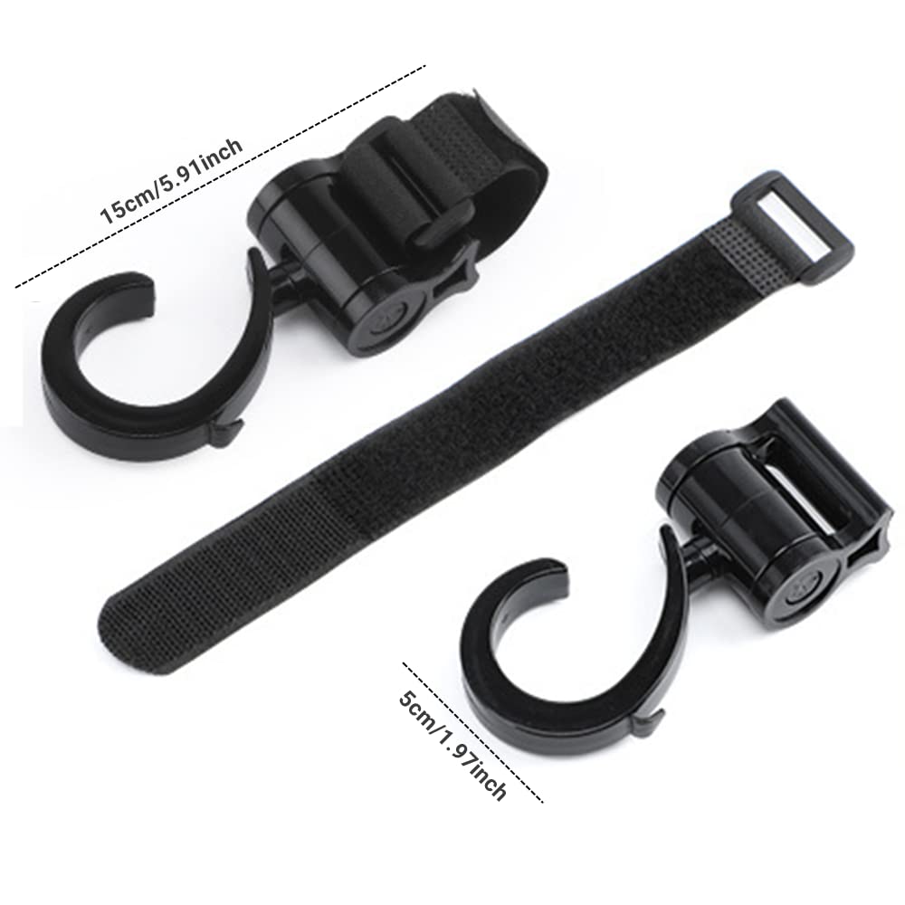 2 Pack Stroller Hooks， Multi Purpose Pram Hooks ，Pushchair Hooks，Mommy Bag Hooks (Black Hook)