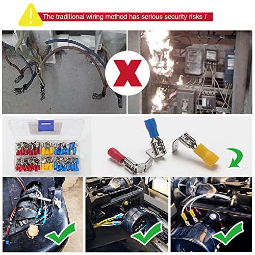 YIXISI 80 PCS Piggy Back Spade Electrical Connectors Crimp Terminal, Insulated Crimp Connectors Set