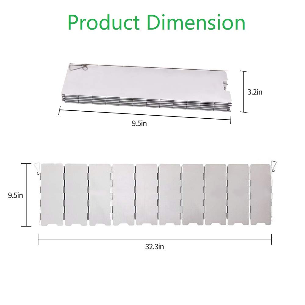 Stove Windscreen, 8/9/10/12/14/16 Plates Aluminum Stove Windshield with Drawstring Bag, for Camping, Butane Stoves(10 Plates)