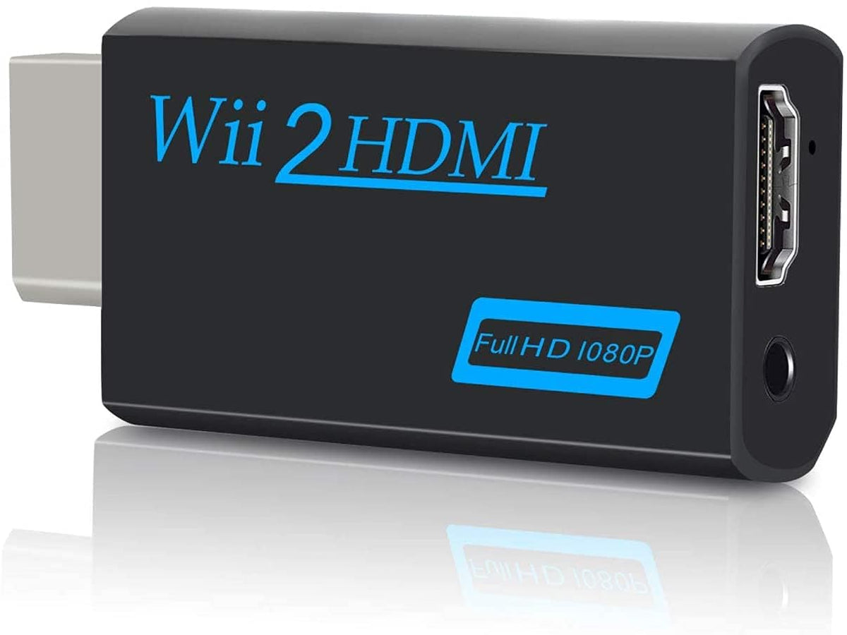 Wii to HDMI Adapter Black,1080P 720P 60hz Wii to HDMI Converter UK, Wii to HDMI Connector Output Video & 3.5mm Audio Wii HDMI Adapter for smart TV Support Games TV Projector All Wii Display Modes