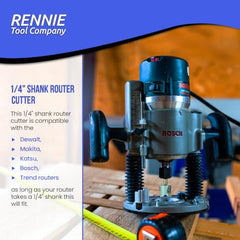 Rennie Tools - 10mm Cutting Diameter x 35mm Flute x 1/4 inches Shank TCT Tipped 2 Flute Straight Router Cutter Bit. Compatible With Makita Bosch Trend Katsu Dewalt Router Etc. 10mm Router Bit