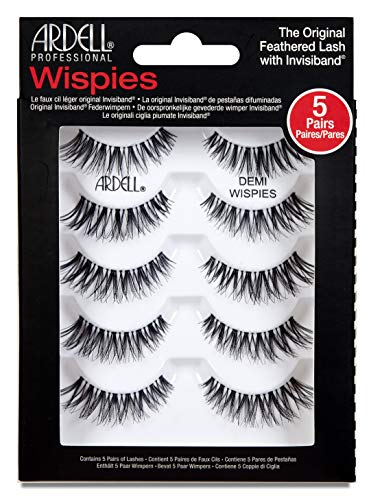 Ardell False Eyelashes Demi Wispies, 5 Pairs Multipack Natural-Looking Wispy Effect, Medium Volume & Length, Invisiband, Vegan-Friendly, Cruelty-Free