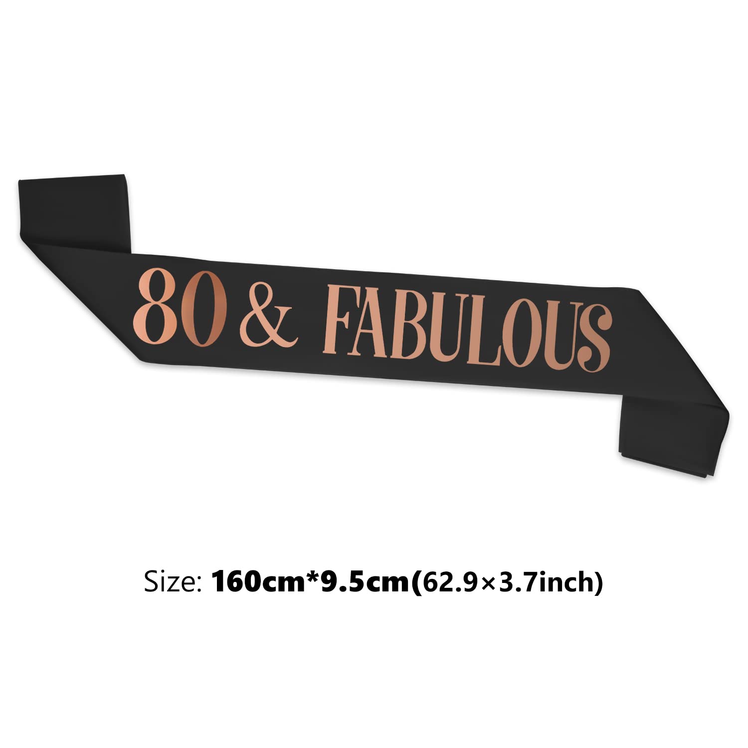 CHEERYMAGIC 80th Birthday Sash, Black and Rose Gold 80&Fabulous Birthday Satin Sash for 80th Birthday Party Decoration Women Birthday Gift Party Favour Accessories A3HJ80 (80th fabulous)